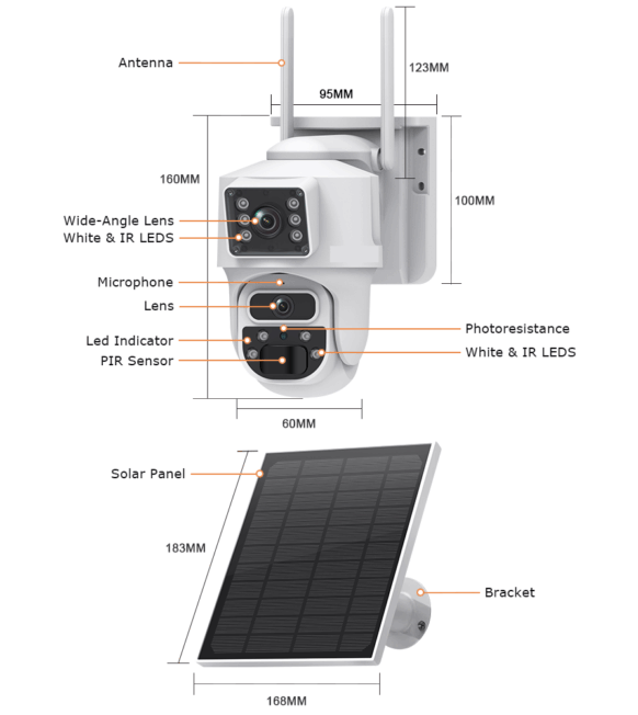 Dual Lens 4G Solar Waterproof Outdoor CCTV Security Cameras