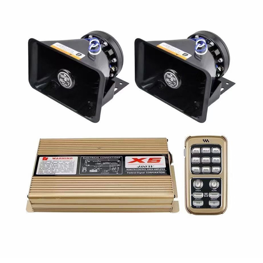 Wireless Alarm Siren Amplifier with Pair Speakers Horns.