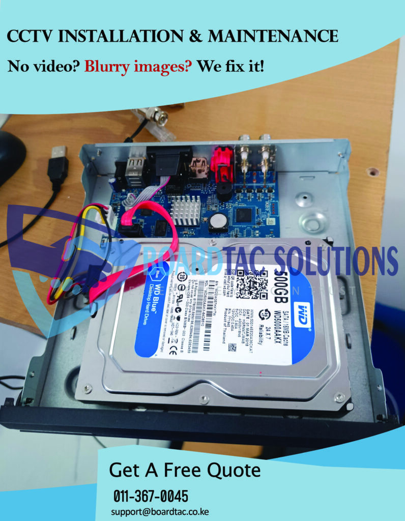 Expert CCTV Camera Repair & Maintenance in Kenya: Keep Your Surveillance System Crystal Clear Your CCTV cameras are the vigilant eyes of your Kenyan property, providing crucial security for your business, home, or farm. When a camera goes blurry, loses its night vision, or goes offline completely, it creates a dangerous blind spot that criminals can exploit. A faulty camera is more than an inconvenience; it's a critical security failure. Professional CCTV Camera Repair & Maintenance in Kenya is the essential service that ensures your surveillance system is always operational and reliable. At Boardtac Solutions, we specialize in diagnosing and fixing camera issues swiftly, while our proactive maintenance plans prevent problems before they start. Don't wait for an incident to discover your cameras aren't working; ensure they are always capturing crystal-clear footage. Common CCTV Camera Problems We Expertly Repair Our certified technicians are skilled in diagnosing and resolving a wide array of issues specific to CCTV cameras across Kenya. Here are the most common problems we fix: Blurry, Foggy, or Hazy Video: This is often caused by a dirty or scratched camera lens, moisture buildup inside the housing (condensation), or a malfunctioning focus mechanism. We perform thorough cleaning, resealing, or component replacement to restore sharp image quality. No Video Signal or Complete Camera Failure: When a camera shows a black screen, the issue could be a damaged cable (often from weather exposure or rodents), a failed power supply, or an internal fault in the camera itself. We systematically trace the problem from the camera back to the recorder. Poor or No Night Vision (IR Cut Filter Failure): If your camera can't see in the dark, it's typically due to faulty Infrared (IR) LEDs or a stuck IR cut filter. This is a common repair that we handle to ensure 24/7 surveillance capability. Camera Not Moving or Tracking (PTZ Issues): For Pan-Tilt-Zoom (PTZ) cameras, problems with movement, preset positions, or zoom functions are often related to motor failure or control board issues. We repair or replace the necessary mechanisms. Water Damage or Physical Impact: Kenya's weather and accidents can damage cameras. We assess the damage, replace corroded components, and reinstall cameras with better weatherproofing when necessary. Our Systematic CCTV Camera Repair Process When you report a faulty camera, we follow a structured process to ensure a fast and effective resolution. Step 1: Remote Troubleshooting & Initial Triage We start by asking targeted questions to understand the symptoms. In many cases, we can guide you through simple checks over the phone to determine if the issue is with a specific camera or the entire system. Step 2: On-Site Diagnostic Testing Our technician arrives equipped with specialized tools like cable testers and multimeters. We conduct a thorough inspection: Camera Inspection: Check for physical damage, lens condition, and IR functionality. Cable and Connection Check: Test the video and power cables for breaks or shorts. Power Supply Verification: Ensure the camera is receiving the correct voltage. DVR/NVR Port Test: Verify the recorder's channel is functioning correctly. Step 3: Transparent Diagnosis & Quotation We explain the root cause of the camera failure in clear, simple terms and provide a detailed, upfront quote for the repair or replacement. You will know the cost before any work begins. Step 4: Quality Repair or Replacement We carry a stock of common replacement parts and high-quality compatible cameras. If a camera is beyond repair, we will recommend a suitable replacement that integrates seamlessly with your existing system. Step 5: Full System Verification After the repair, we don't just check the single camera. We verify that the footage is recording correctly on the DVR/NVR, that remote viewing is active, and that all system functions are restored. Your sign-off is our priority. The Power of Proactive CCTV Camera Maintenance While repairs are vital, the smartest strategy is to prevent camera failures altogether. Our CCTV Camera Maintenance plans are designed to extend the lifespan of your equipment and ensure uninterrupted security. Our Comprehensive Camera-Centric Maintenance Checklist Includes: Camera Lens and Housing Cleaning: Removing dust, dirt, spider webs, and grime that severely degrade image quality. Weatherproofing Seal Check: Inspecting and replacing worn-out seals on outdoor camera housings to prevent water damage. IR LED and Night Vision Test: Verifying that the infrared lights are functioning correctly for clear night-time footage. PTZ Camera Movement Calibration: Testing and calibrating the movement, presets, and zoom functions of PTZ cameras. Mounting Bracket Stability Check: Ensuring all cameras are securely fastened and correctly aligned to avoid shifting in the wind. Cable Connection Integrity Check: Tightening connections and ensuring cables are protected from the elements and pests. A small investment in regular maintenance prevents costly emergency repairs and, most importantly, ensures your property is never left unprotected. Why Boardtac Solutions is Your Trusted Partner for CCTV Camera Care As a full-service security provider, we offer deep expertise that goes beyond simple repairs. Expertise in All Camera Types: We are proficient with Dome, Bullet, PTZ, IP, and Analog cameras from all major brands. Rapid Response: We understand security emergencies require urgent attention and offer prompt repair services. Affordable, Transparent Pricing: We provide fair, upfront pricing with no hidden costs, for both repairs and maintenance contracts. Quality Parts and Cameras: We use reliable, high-quality components for all repairs and replacements. Complete Security Integration: We can also assist with system upgrades, additional CCTV installation, or integrating your cameras with other security systems like access control.