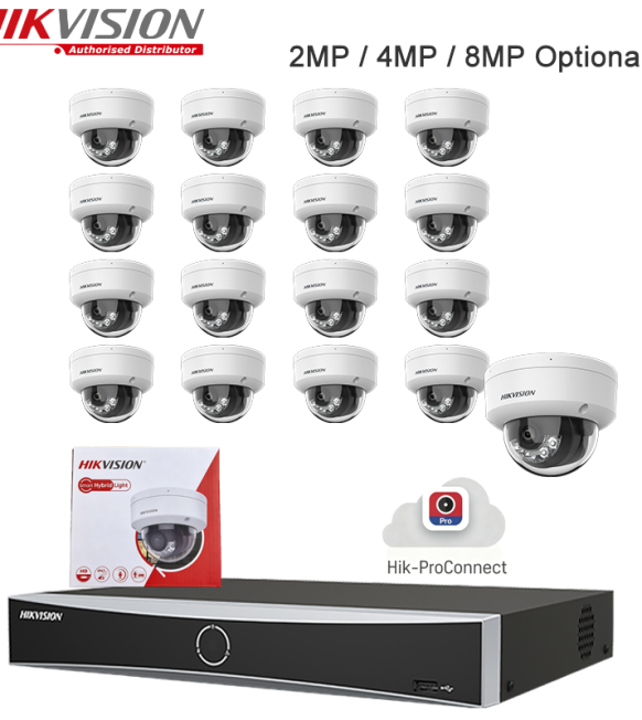 16-Channel NVR CCTV Camera System with 16 Indoor and Outdoor IP Cameras.