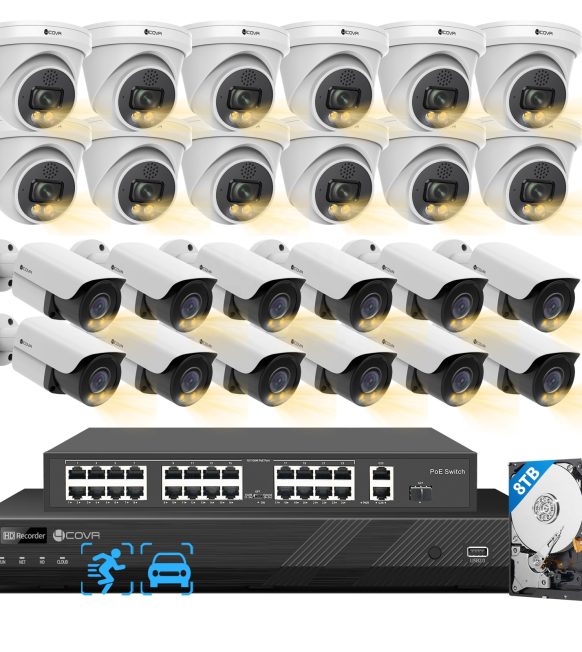 32-Channel AI IP CCTV Camera System with Full-Color Night Vision