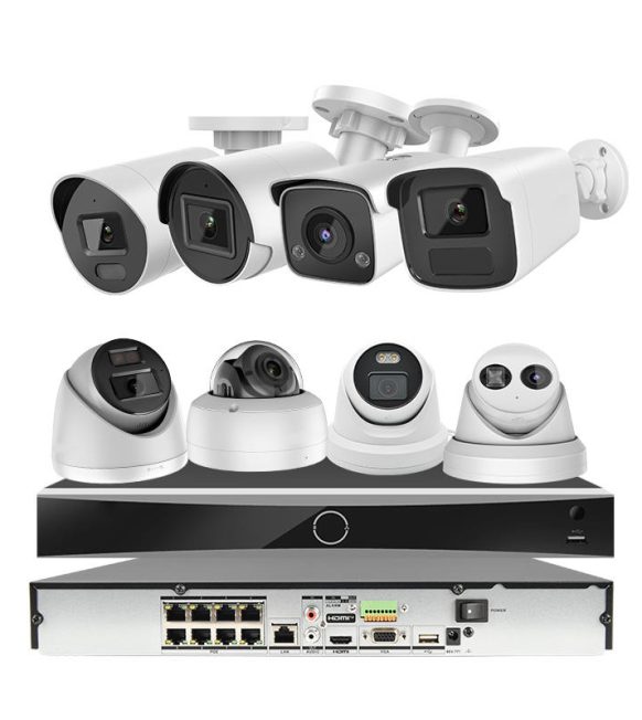 8-Channel AI Color Night Vision IP CCTV Camera Kit with Audio.